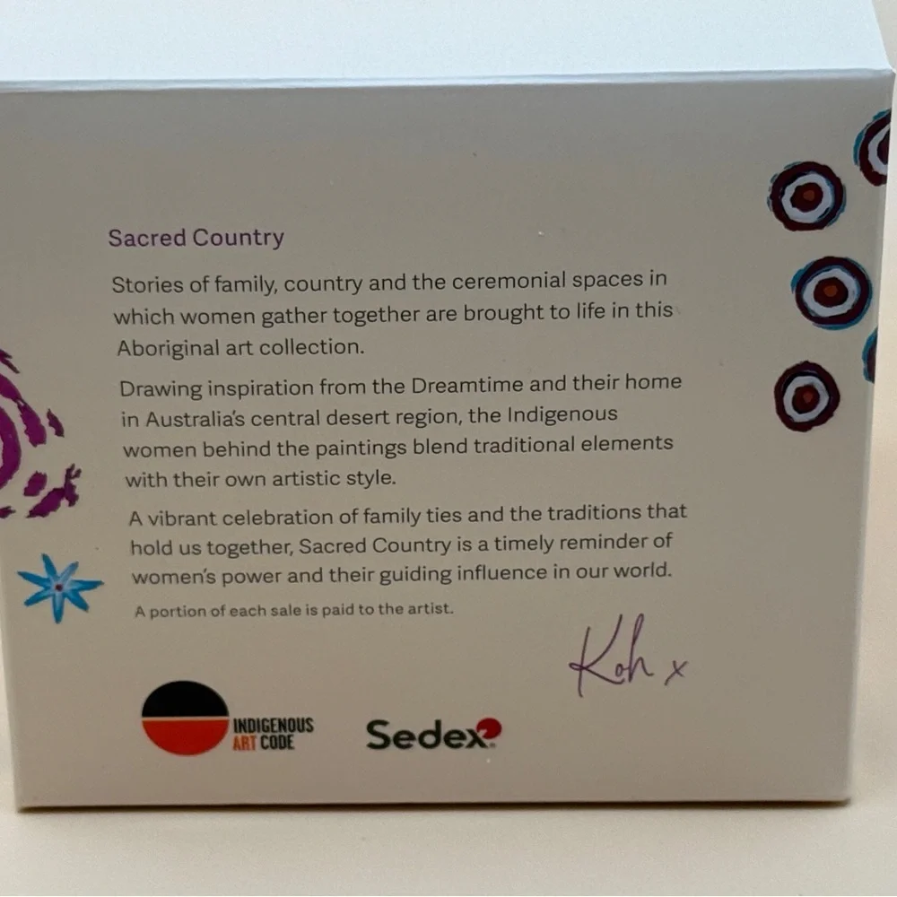 Tea Light candle holder Australian Aboriginal vibrant boho design NIB
